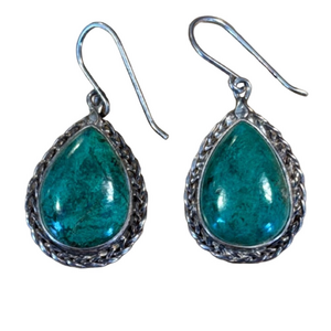 Elegant Silver and Green Teardrop Earrings